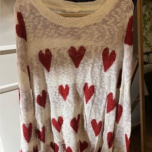 Chic Soul Red Heart Pattern Sweater
